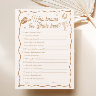 Western Bridal Shower Who Know the Bride Best Game Invitation