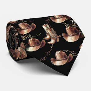 Western Bronze Cowboy Hats Boots Ropes  Tie