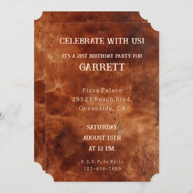 Western Brown Black Cowboy Cowhide Invitation (Front/Back)