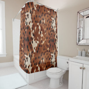 Western Brown Black Cowboy Cowhide Shower Curtain