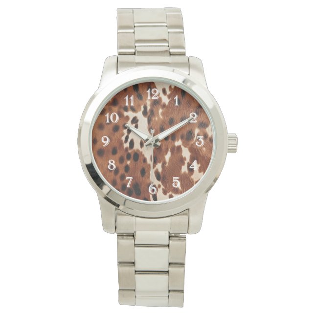 Western Brown Black Cowboy Cowhide Watch (Front)