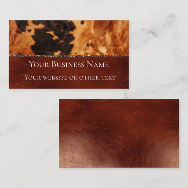 Western Brown Black Cowhide Business Card (Front/Back)