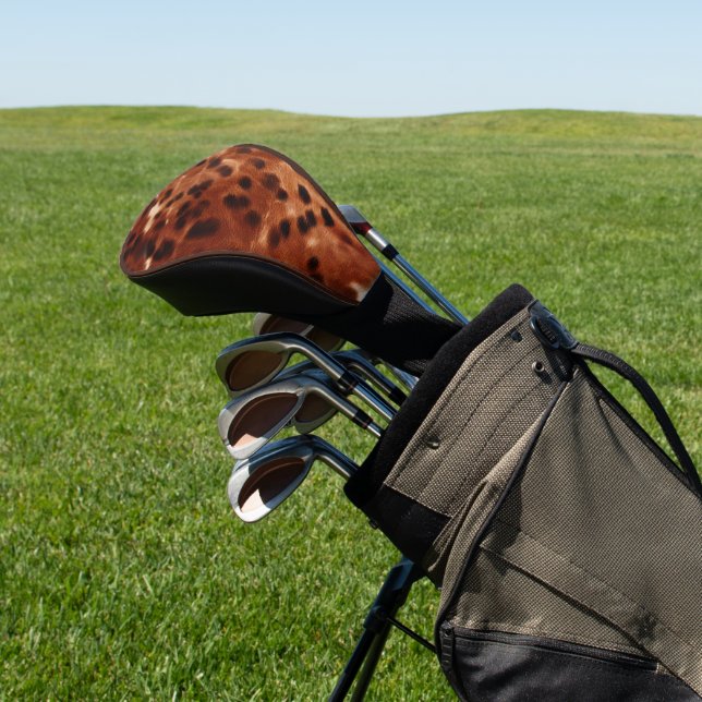 Western Brown Black Cream Cowhide Golf Head Cover (In Situ)