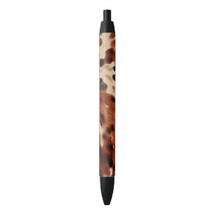 Western Brown Black Cream Cowhide Ink Pen