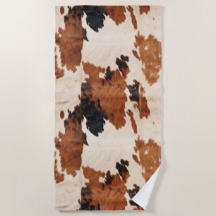 Western Brown Black Ivory Cowhide Beach Towel