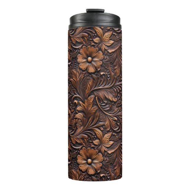Western Brown Cowgirl Bohemian Floral Thermal Tumbler (Front)