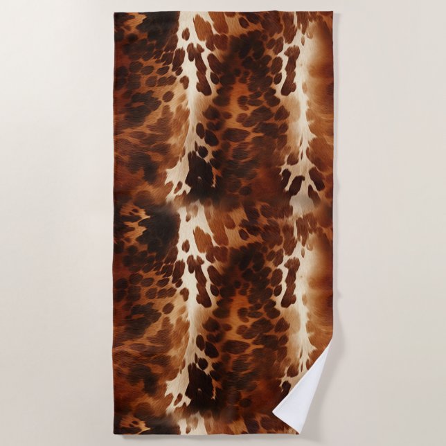 Western Brown Cowhide Beach Towel (Front)