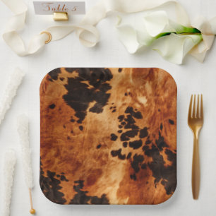 Western Brown Cowhide  Paper Plate