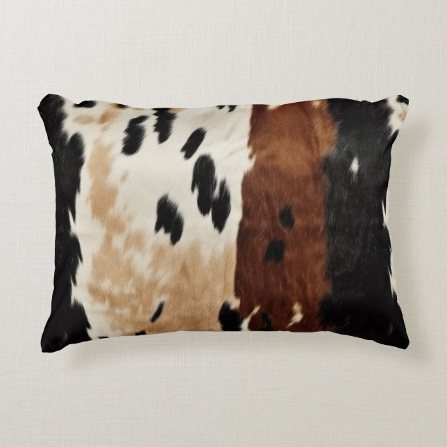 Western Brown Cream Cowhide Animal  Decorative Cushion (Front)