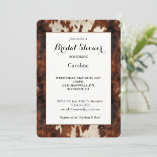 Western Brown Cream Cowhide Bridal Shower Invitation