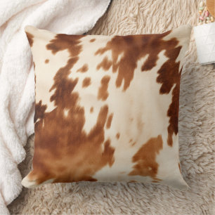 Western Brown Cream Cowhide Cushion