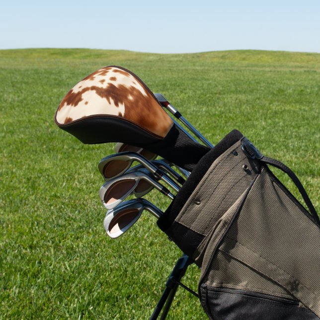Western Brown Cream Cowhide Golf Head Cover (In Situ)