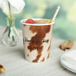Western Brown Cream Cowhide Paper Cups