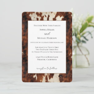 Western Brown Cream Cowhide Wedding Invitation