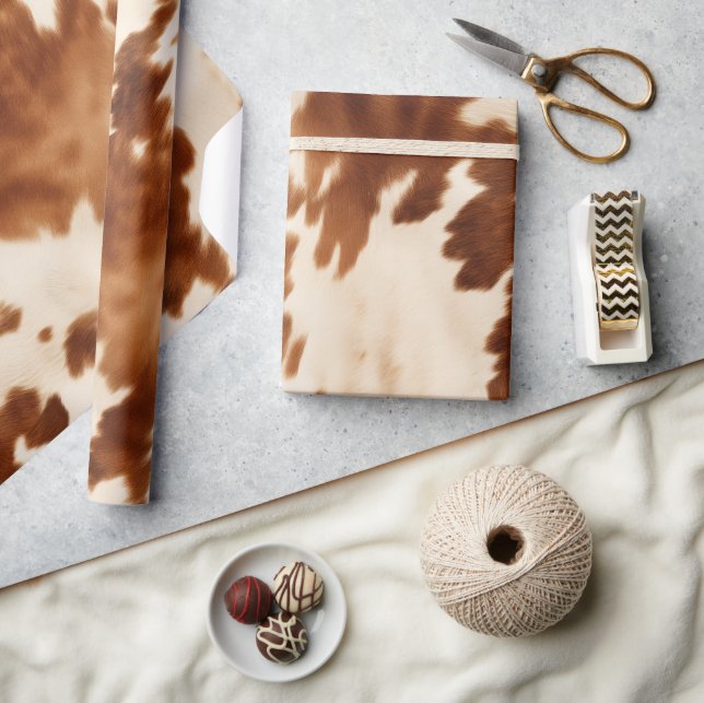 Western Brown Cream Cowhide Wrapping Paper (Crafts)