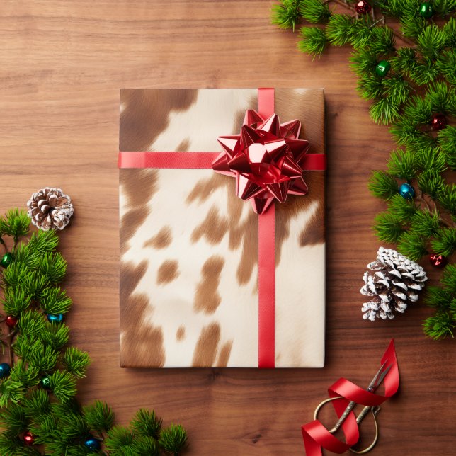 Western Brown Cream Cowhide Wrapping Paper (Holiday Gift)
