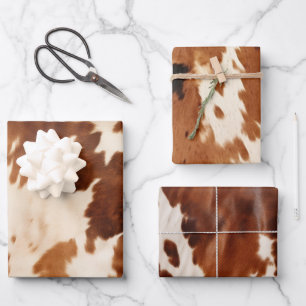 Western Brown Cream Cowhide Wrapping Paper Sheet