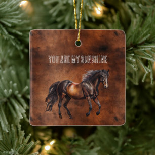 Western Brown Horse Cowboy Cowgirl Ceramic Ornament