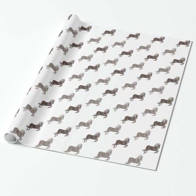 Western Brown Horses Birthday Wrapping Paper (Unrolled)