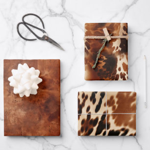 Western Brown Howdy Cowboy Brown Cpwhide Wrapping Paper Sheet