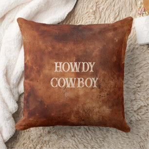 Western Brown Howdy Cowboy Brown  Cushion