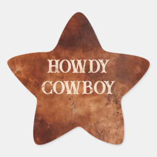 Western Brown Howdy Cowboy Brown  Star Sticker