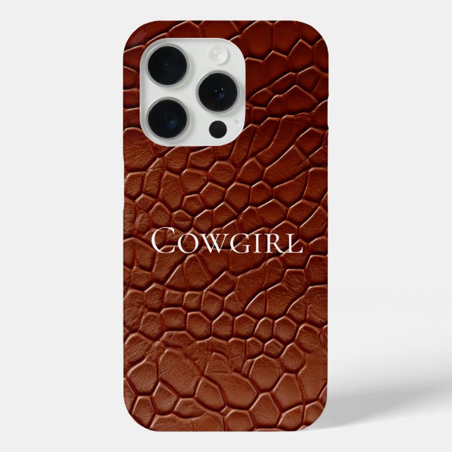 Western Brown Leather Look Animal Case-Mate iPhone Case (Back)