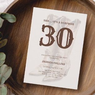 Western Brown Rustic Country 30th Birthday Party Invitation