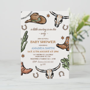 Western Brown Western Cowboy Baby Shower Invitation