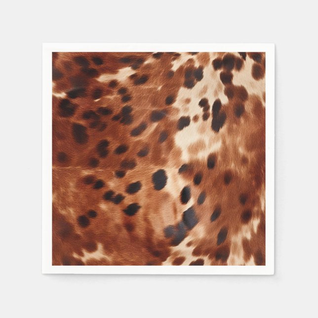 Western Brown White Black Animal Cowhide Napkin (Front)