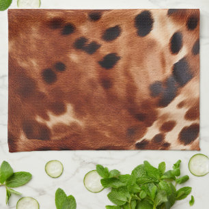 Western Brown White Black Animal Cowhide Tea Towel