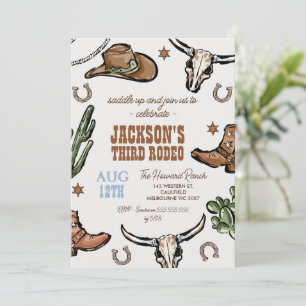 Western Brown Wild West Cowboy Rodeo Birthday  Invitation
