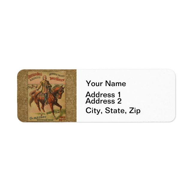 Western Buffalo Bill Wild West Return Address Label (Front)