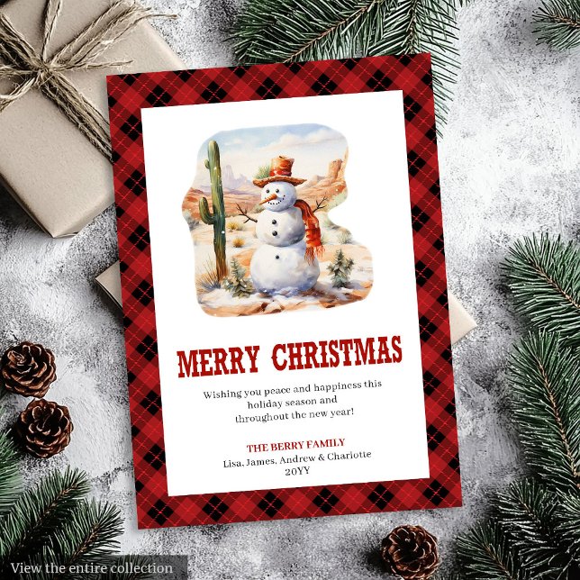 Western Buffalo Check Merry Christmas Card (Western Buffalo Check Merry Christmas Card)