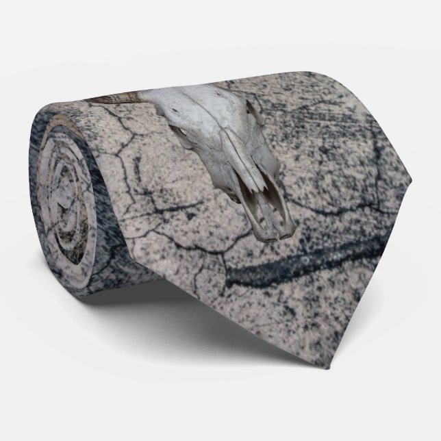 Western Bull Cow Cattle Skull Tie (Rolled)