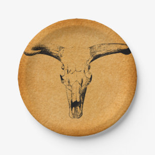 Western Bull Horns Paper Plate