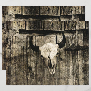 Western Bull Skull Vintage Barn Brown Wood Rustic