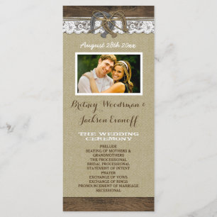 Western Burlap and Lace Horseshoe Wedding Programs