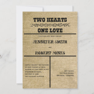 Western Burlap Wedding Invitation