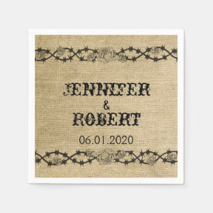 Western Burlap Wedding Napkin