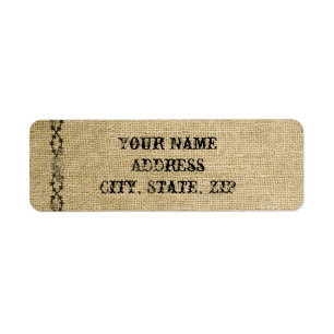 Western Burlap Wedding Return Address Label