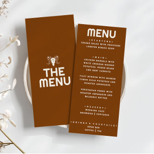 Western Burnt Orange Bull Skull Modern Wedding     Menu