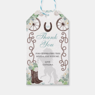 Western Cacti Green Ranchero Quinceanera Gift Tags