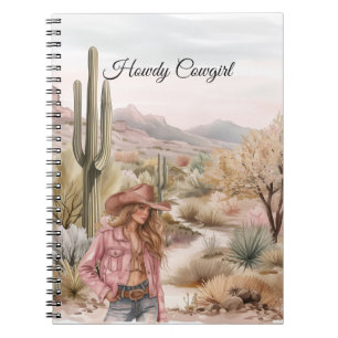Western Cactus Desert Blond Cowgirl Notebook