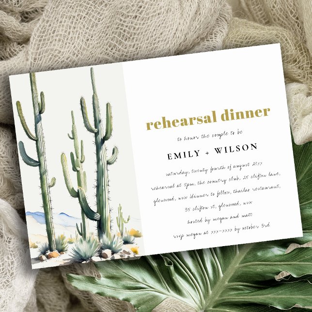 Western Cactus Desert Landscape Rehearsal Dinner Invitation (Creator Uploaded)