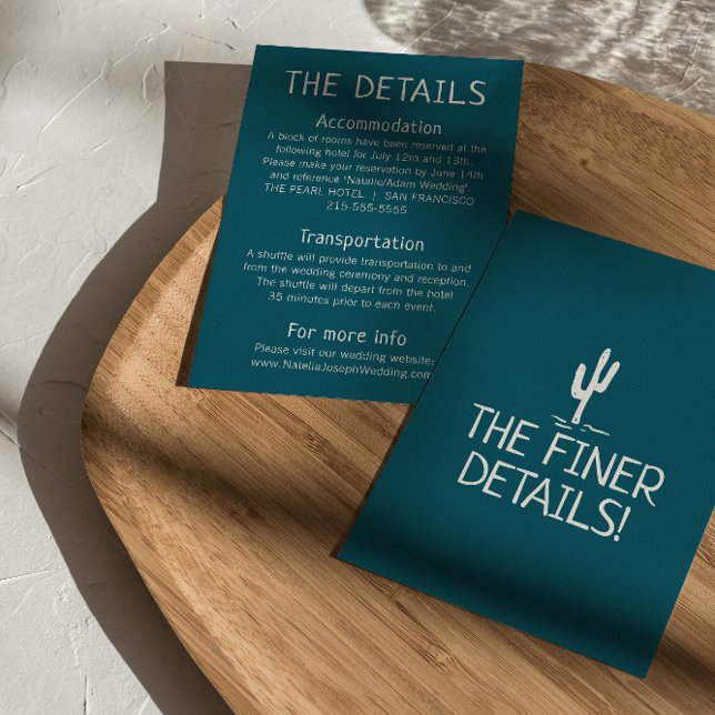 Western Cactus Modern Boho West Wedding Details  Enclosure Card (Creator Uploaded)