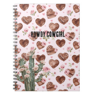 Western Cactus Pink Floral Hearts Notebook