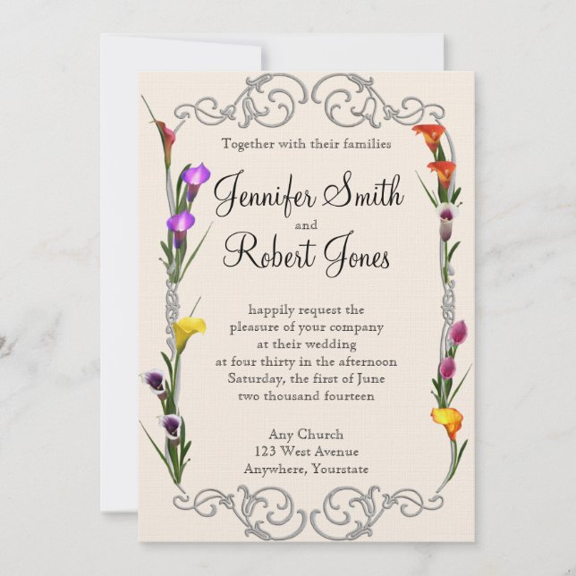 Western Calla Lily Posh Wedding Invitation (Front)