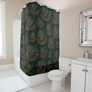 Western capercaillie Illustration Shower Curtain