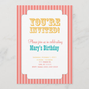 Western Carnival - You're Invited! - Coral & Yello Invitation